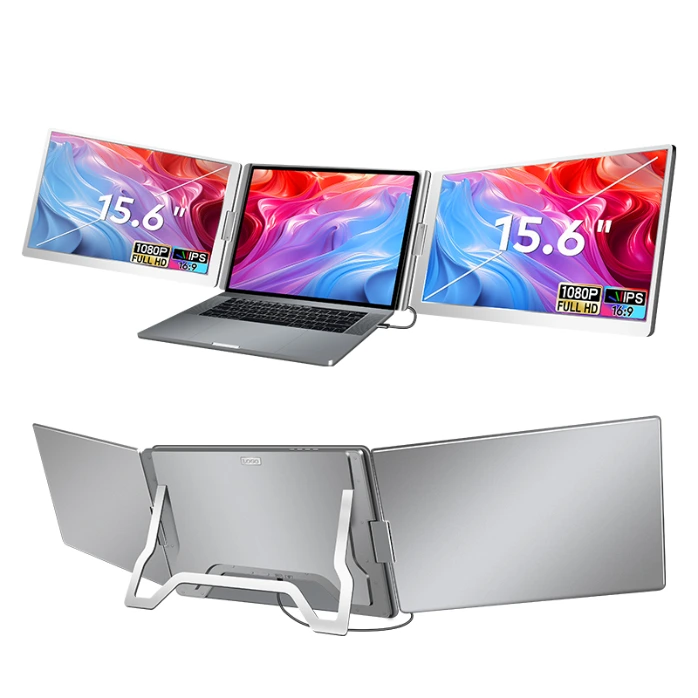 15.6 Inch Multi Screen Laptop Attachment 16:9 IPS Dual Screen Monitor Extender Triple Portable Monitor 60Hz Refresh